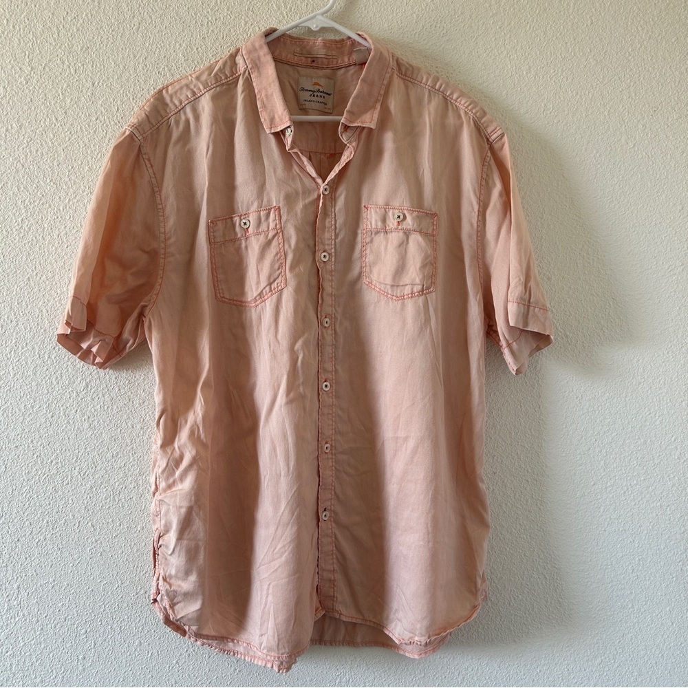 Tommy Bahama Tencel Lyocell Men’s Button Up XL Short sleeve Beach Cruise Vaca